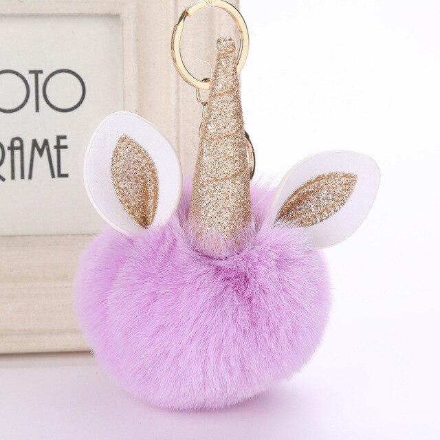 Cute Keychain with Pompom - Unicorn shape