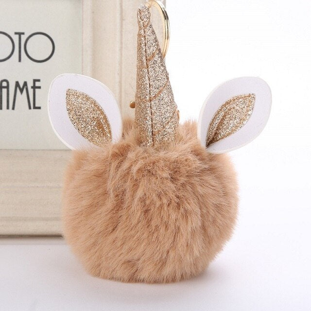 Cute Keychain with Pompom - Unicorn shape