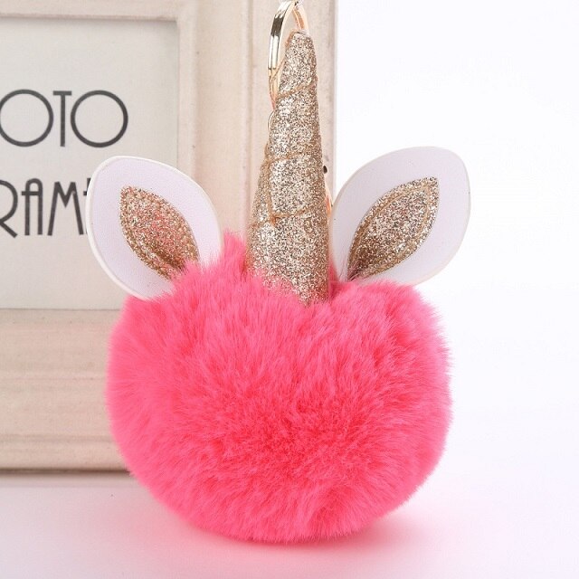 Cute Keychain with Pompom - Unicorn shape