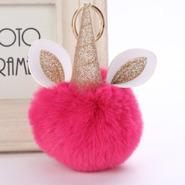 Cute Keychain with Pompom - Unicorn shape