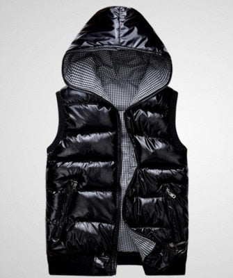 Nylon Winter Vest with Hood and Pockets