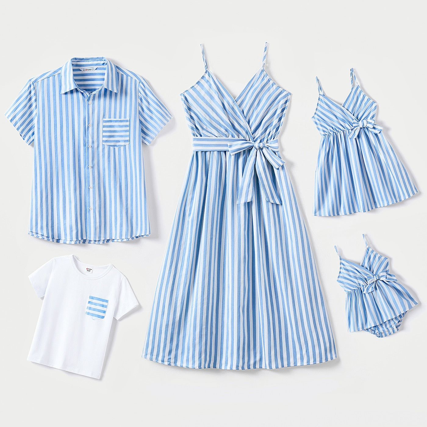 Matching Family Outfit - Blue and White Stripes Look