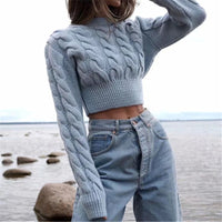Winter Autumn Knit Cropped Sweater Pullover