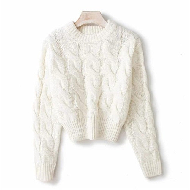 Winter Autumn Knit Cropped Sweater Pullover