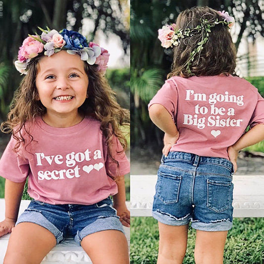 Big Sister Pink T-Shirt - I've got a secret... I am going to be a Big Sister!