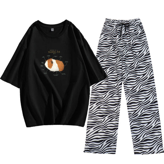 Guinea Pig Cotton Pyjamas - Mid-Length Sleeves T-Shirt & Pants Set