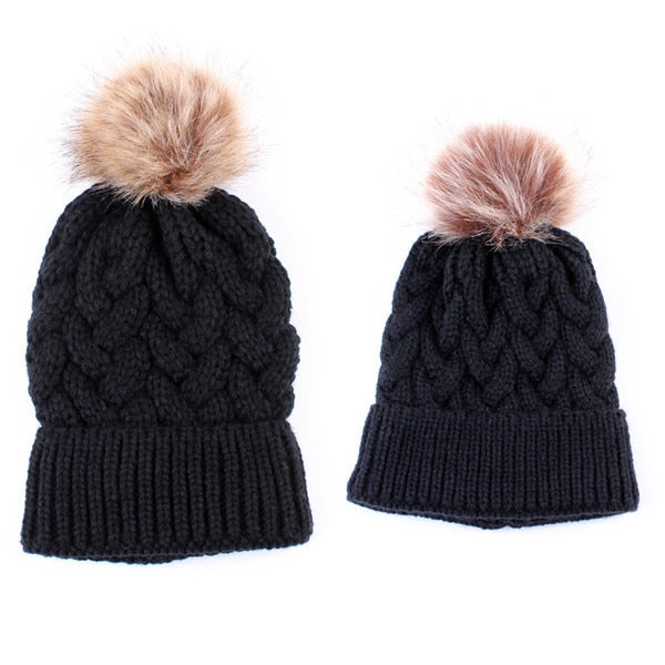 Winter Knitted Hats for Mom, Dad and Kids - Family Matching Look