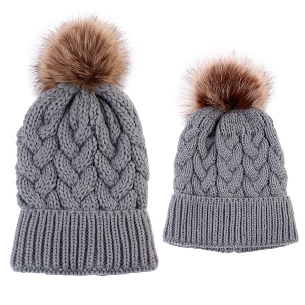 Winter Knitted Hats for Mom, Dad and Kids - Family Matching Look