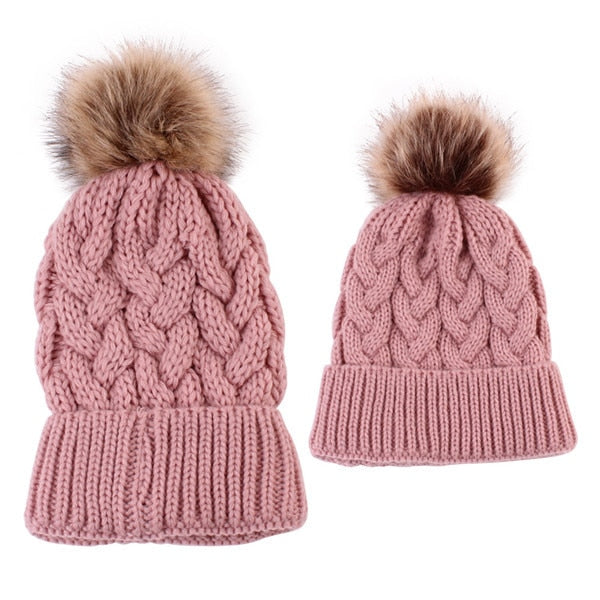 Winter Knitted Hats for Mom, Dad and Kids - Family Matching Look