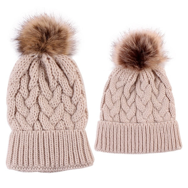 Winter Knitted Hats for Mom, Dad and Kids - Family Matching Look