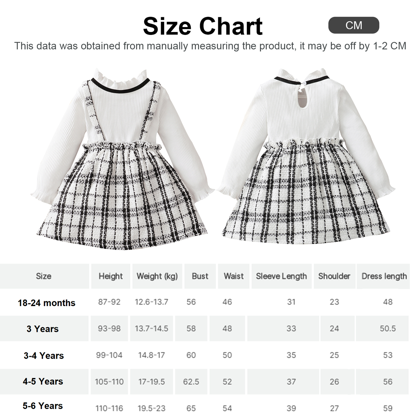Baby Girl Dress with Pleated Collar - Long Sleeve and Tweed Style
